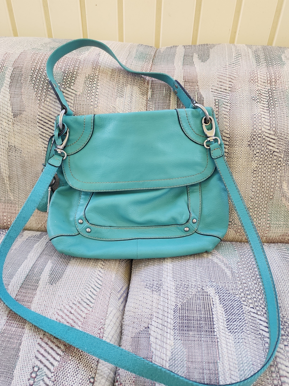 Fossil Y2K Montreal Turquoise Leather Shoulder Crossbody Bag
